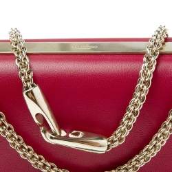 Pre Owned حقيبة كلتش فالنتينو فا فا فوم جلد عنابي مرصعة روكستد بسلسلة 