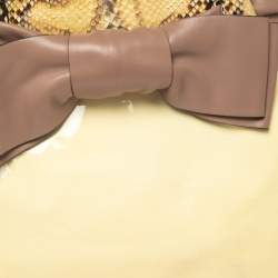 Valentino White/Brown Patent Leather and Python Large Aphrodite Bow Bag