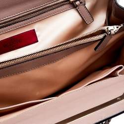 Pre Owned Valentino Beige Leather And Beaded Lace Demetra Tote