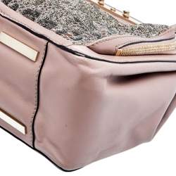 Pre Owned Valentino Beige Leather And Beaded Lace Demetra Tote