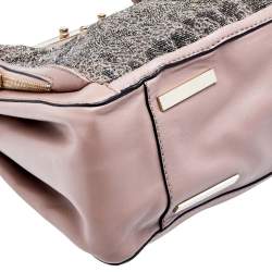 Pre Owned Valentino Beige Leather And Beaded Lace Demetra Tote