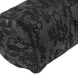 Valentino Black Lace and Leather Boston Bag