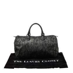 Valentino Black Lace and Leather Boston Bag