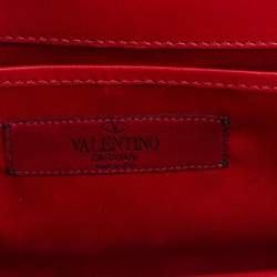 Pre Owned حقيبة فالنتينو جلد أحمر بطيات بفيونكة وقلاب بيد علوية