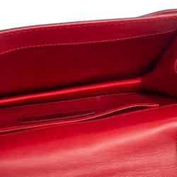 Pre Owned حقيبة فالنتينو جلد أحمر بطيات بفيونكة وقلاب بيد علوية