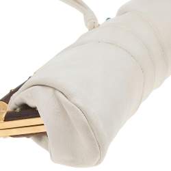 Pre Owned Valentino Beige Leather Frame Baguette Bag