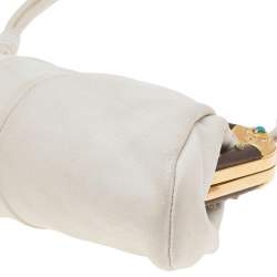 Pre Owned Valentino Beige Leather Frame Baguette Bag