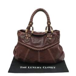 Pre Owned Valentino Brown Leather Braided Handle Shoulder Bag