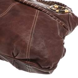 Pre Owned Valentino Brown Leather Braided Handle Shoulder Bag