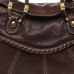 Pre Owned Valentino Brown Leather Braided Handle Shoulder Bag