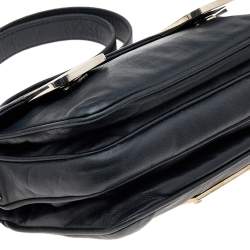 Valentino Black Leather Flap Shoulder Bag