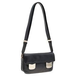 Valentino Black Leather Flap Shoulder Bag