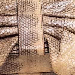 Pre Owned Valentino Cream/Black Watersnake Bow Flap Chain Clutch