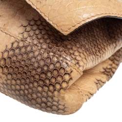 Pre Owned Valentino Cream/Black Watersnake Bow Flap Chain Clutch