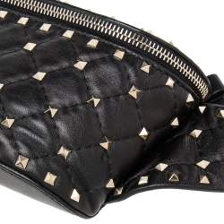 Pre Owned Valentino Black Quilted Leather Rockstud Bum Bag