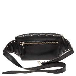 Pre Owned Valentino Black Quilted Leather Rockstud Bum Bag