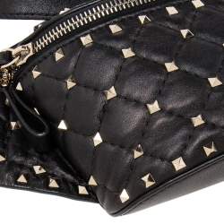Pre Owned Valentino Black Quilted Leather Rockstud Bum Bag