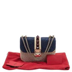 مملوكة مسبقًا Valentino Multicolor Leather Small Crystal Embellished Glam Lock Rockstud Shoulder Bag