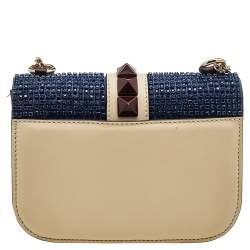 مملوكة مسبقًا Valentino Multicolor Leather Small Crystal Embellished Glam Lock Rockstud Shoulder Bag
