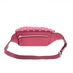 Pre Owned Valentino Pink Quilted Leather Rockstud Belt Bag