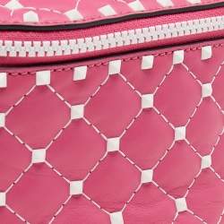 Pre Owned Valentino Pink Quilted Leather Rockstud Belt Bag