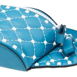 Pre Owned Valentino Blue Quilted Leather Rockstud Belt Bag