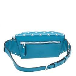 Pre Owned Valentino Blue Quilted Leather Rockstud Belt Bag