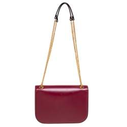 مملوكة مسبقًا Valentino Cerise/Rouge Leather VLOCK Chain Shoulder Bag