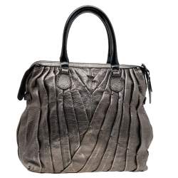 Pre Owned حقيبة يد فالنتينو شوبر ميزون بطيات جلد رصاصي