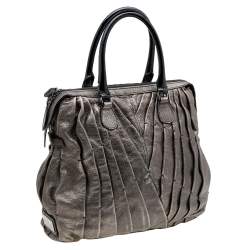 Pre Owned حقيبة يد فالنتينو شوبر ميزون بطيات جلد رصاصي