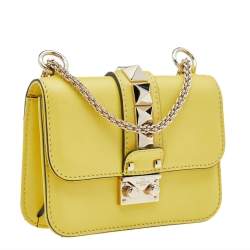 مملوكة مسبقًا Valentino Yellow Leather Mini Glam Lock Shoulder Bag