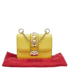 مملوكة مسبقًا Valentino Yellow Leather Mini Glam Lock Shoulder Bag