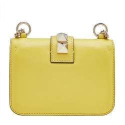 مملوكة مسبقًا Valentino Yellow Leather Mini Glam Lock Shoulder Bag