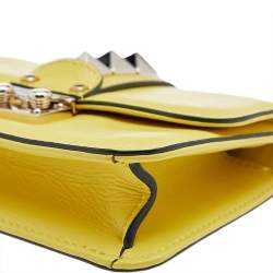 مملوكة مسبقًا Valentino Yellow Leather Mini Glam Lock Shoulder Bag