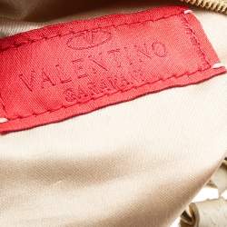 Pre Owned Valentino Cream Snakeskin Flower Appliqué Crossbody Bag