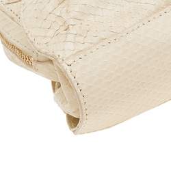 Pre Owned Valentino Cream Snakeskin Flower Appliqué Crossbody Bag