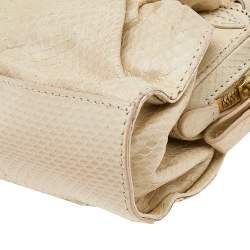 Pre Owned Valentino Cream Snakeskin Flower Appliqué Crossbody Bag