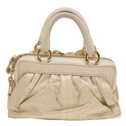 Pre Owned Valentino Cream Snakeskin Flower Appliqué Crossbody Bag