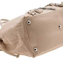 Pre Owned Valentino Pale Pink Leather Crystal Embellished Tote