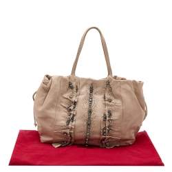 Pre Owned Valentino Pale Pink Leather Crystal Embellished Tote
