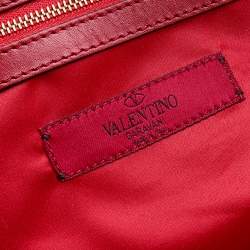 Pre Owned Valentino Red Leather Rockstud Bow Satchel