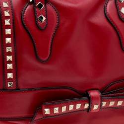 Pre Owned Valentino Red Leather Rockstud Bow Satchel