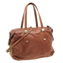 Pre Owned Valentino Brown Leather Pixel Metal-Chainmail Satchel