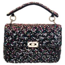 Valentino Rockstud Sequin Metallic Shoulder Bag