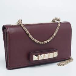 Pre Owned حقيبة كلتش فا فا فوم روكستد جلد أحمر بسلسلة 