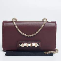 Pre Owned حقيبة كلتش فا فا فوم روكستد جلد أحمر بسلسلة 