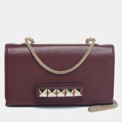 Pre Owned حقيبة كلتش فا فا فوم روكستد جلد أحمر بسلسلة 