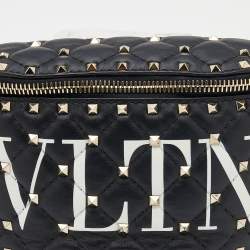 Valentino Black Leather VLTN Rockstud Belt Bag