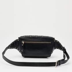 Valentino Black Leather VLTN Rockstud Belt Bag