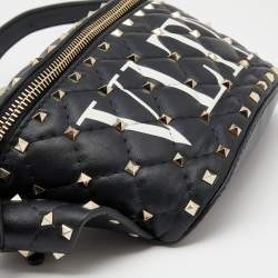 Valentino Black Leather VLTN Rockstud Belt Bag